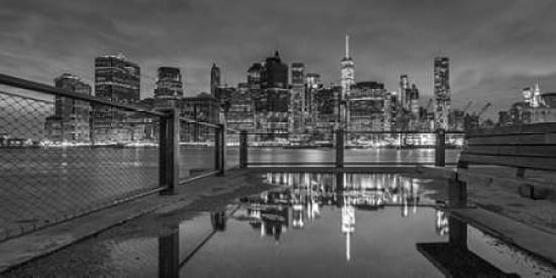Lower Manhattan skyline in evening New York Canvas Art - Assaf Frank (24 x 48)