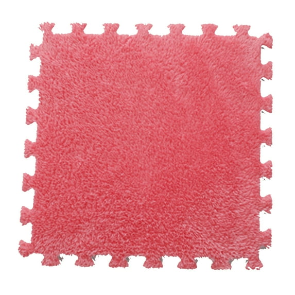Lower Merion Dark Pink Plush & EVA Foam Indoor Carpet Tiles, 0.98' x 0.98', Soft & Comfortable