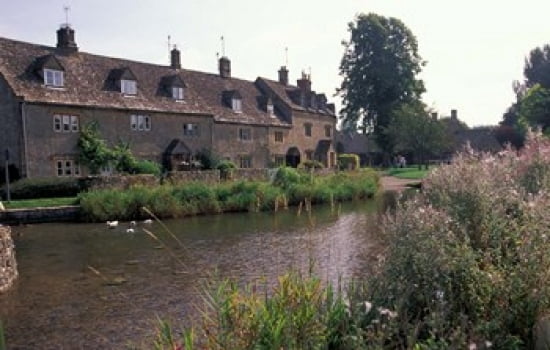 Lower Slaughter Cotswolds Gloucestershire England Canvas Art - Nik Wheeler DanitaDelimont (35 x 22)