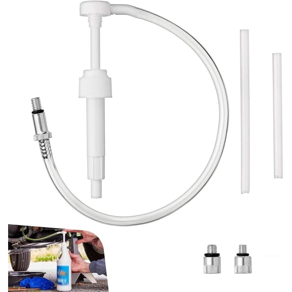 Lower Unit Gear Oil Pump for Standard Quart Bottles, Plastic Oil Pump with 3/8" Aluminum Swivel and 8mm 10mm Adapters, Suitable for Most Mercury and Mariner Outboards Units