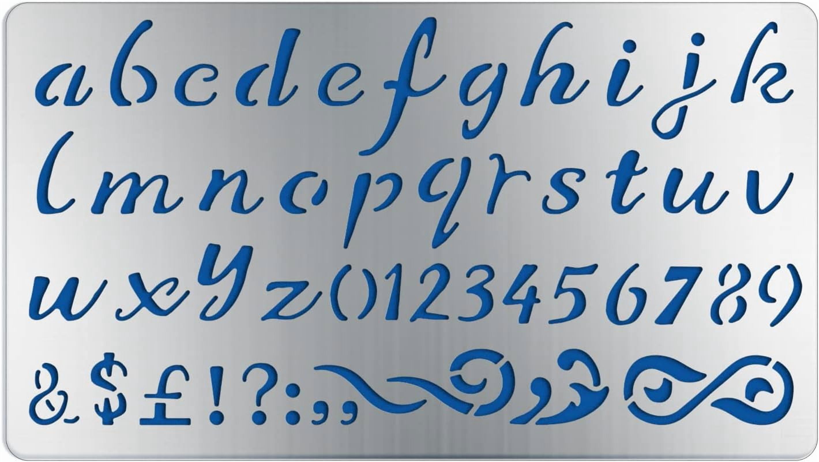 Lowercase Script Engraving Lowercase Letters Number Stainless Steel Stencils 7x4Inch Symbol Metal ...