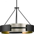 thumbnail image 1 of Lowery Collection Five-Light Matte Black/Aged Silver Leaf Industrial Luxe Pendant, 1 of 7