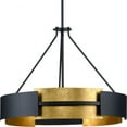 thumbnail image 1 of Lowery Collection Five-Light Textured Black/Distressed Gold Hanging Pendant Light, 1 of 2