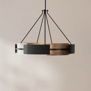 Lowery Collection Six-Light Matte Black/Aged Silver Leaf Industrial Luxe Pendant