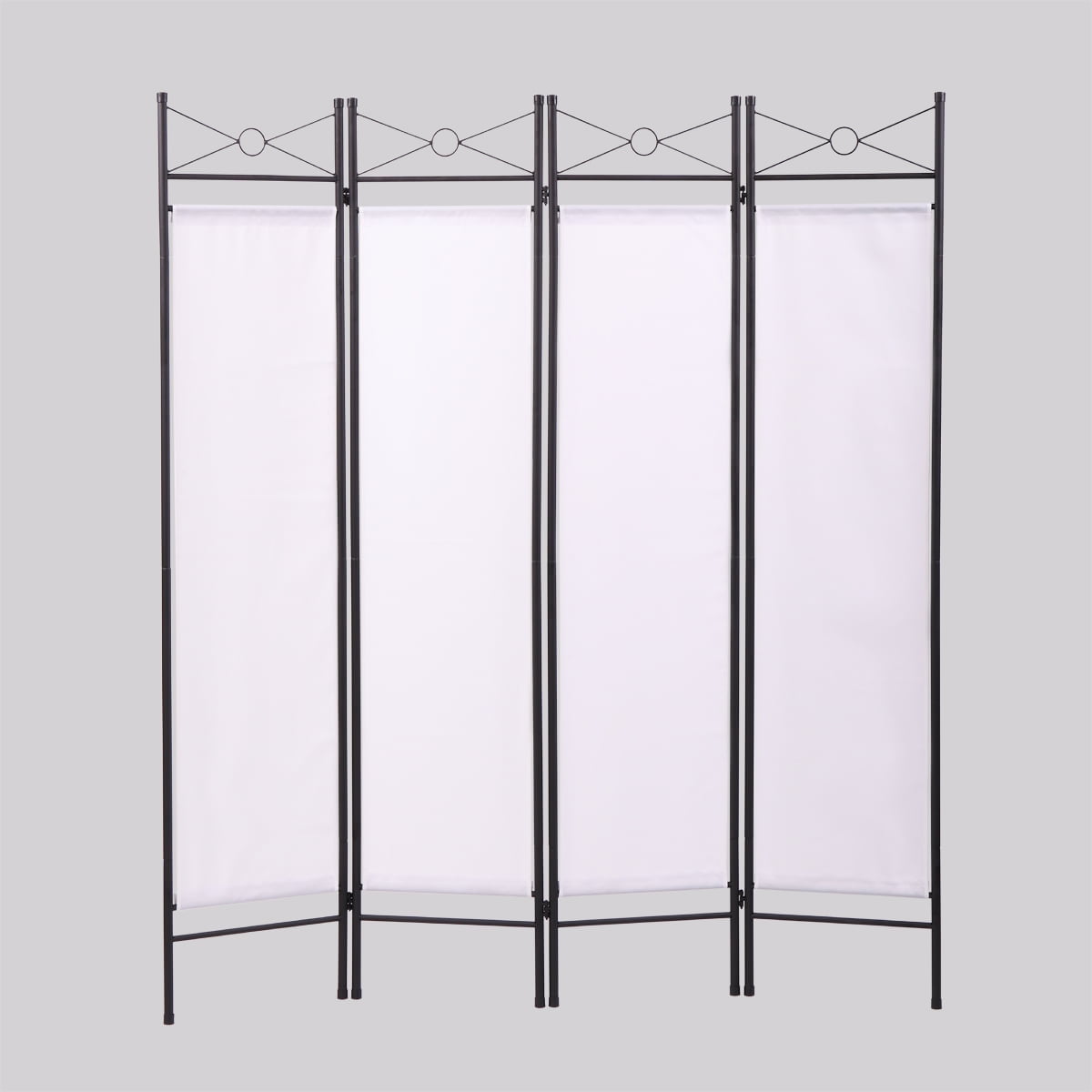 Lowestbes 4 Panel Room Divider, Freestanding Partition Wall Dividers for Office, Bedroom, Independent Foldable Screen with Fabric Metal Frame, White