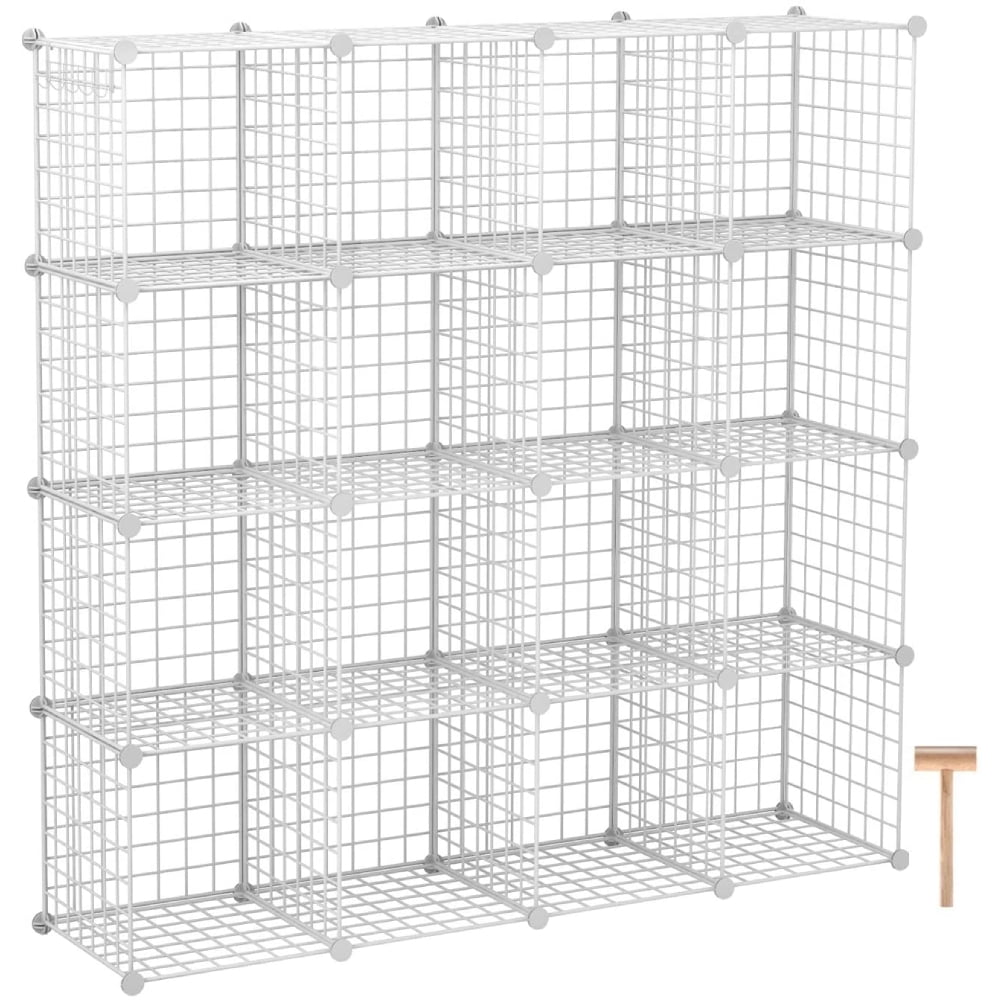 Lowestbest 16-Cube Organizer, Wire Cube Storage Origami Shelves, Metal Multifunction Shelving Unit Lowestbest 16-Cube Organizer, Wire Cube Storage Origami Shelves, Metal Multifunction Shelving Unit