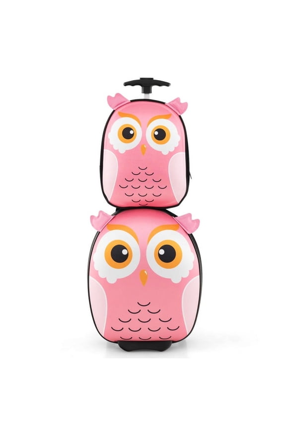 16” Kids 2-Piece Hard Shell Luggage Set, Colorful Animal, Multicolor