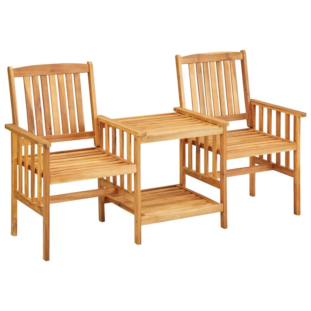 Lowestbest 3 Piece Outdoor Dining Set, Solid Acacia Wood Loveseat with Two-Tier Coffee Table Lowestbest 3 Piece Outdoor Dining Set, Solid Acacia Wood Loveseat with Two-Tier Coffee Table