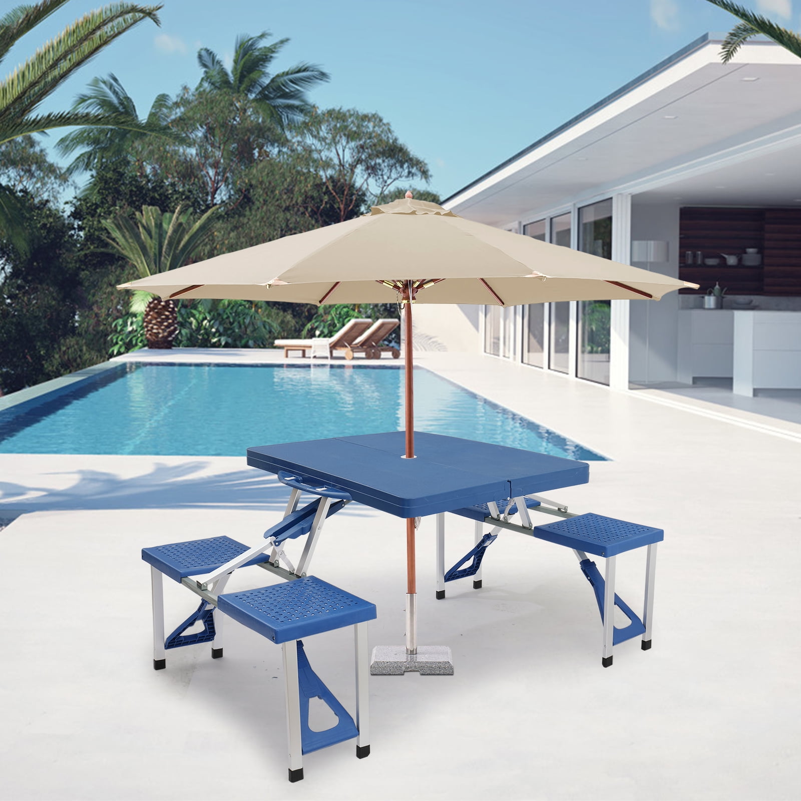Lowestbest 4-Kids Fold Up Travel Picnic Table, Portable Camping Table with Seats Chairs Lowestbest 4-Kids Fold Up Travel Picnic Table, Portable Camping Table with Seats Chairs