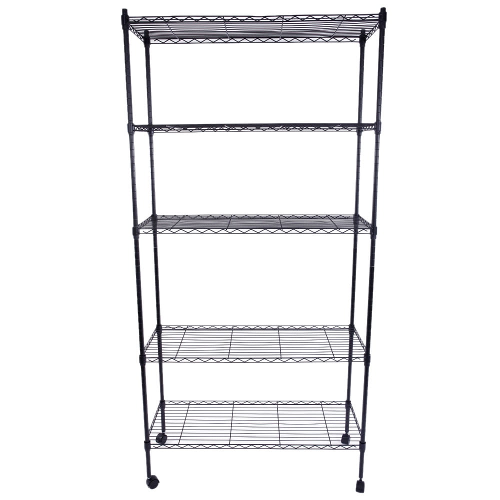 Lowestbest 5-Layer Storage Rack Garage Shelves, Chrome Plated shelf with 1.5" Nylon Wheels Lowestbest 5-Layer Storage Rack Garage Shelves, Chrome Plated shelf with 1.5" Nylon Wheels