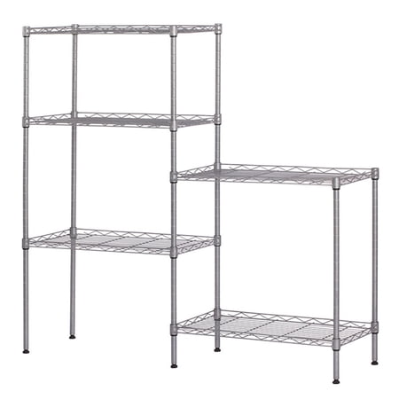 Lowestbest 5-Tier Storage Rack, Silver Storage Racks and Shelving, Adjustable 5-Shelf Shelving Storage Unit, Metal Organizer Wire Rack for Household, Hotel, Restaurant (21.25"Lx 11.42"W x 59.06"H)