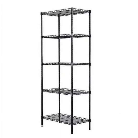 Lowestbest 5 Tier Wire Shelving, Metal Storage Shelves, Heavy Duty Adjustable Shelf Standing Kitchen Rack, Black (21.25 x 11.42 x 59.06)