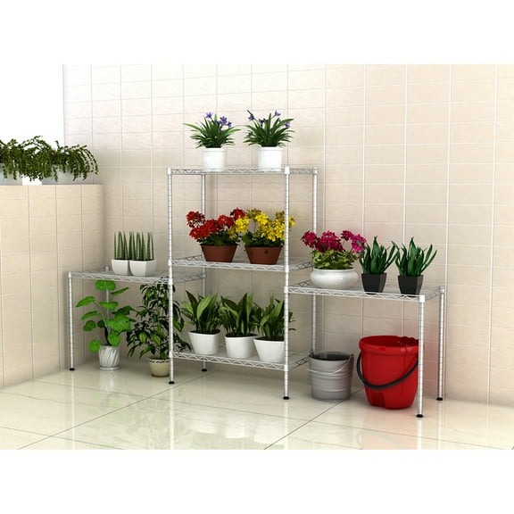 Lowestbest 5 Tier Wire Shelving, Metal Storage Shelves, Heavy Duty Adjustable Shelf Standing Kitchen Rack, Silver