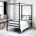 thumbnail image 1 of Lowestbest Canopy Metal Bed with Headboard, Mattress Foundationt Platform Frame with Metal Slat, Black Full Size, 1 of 4
