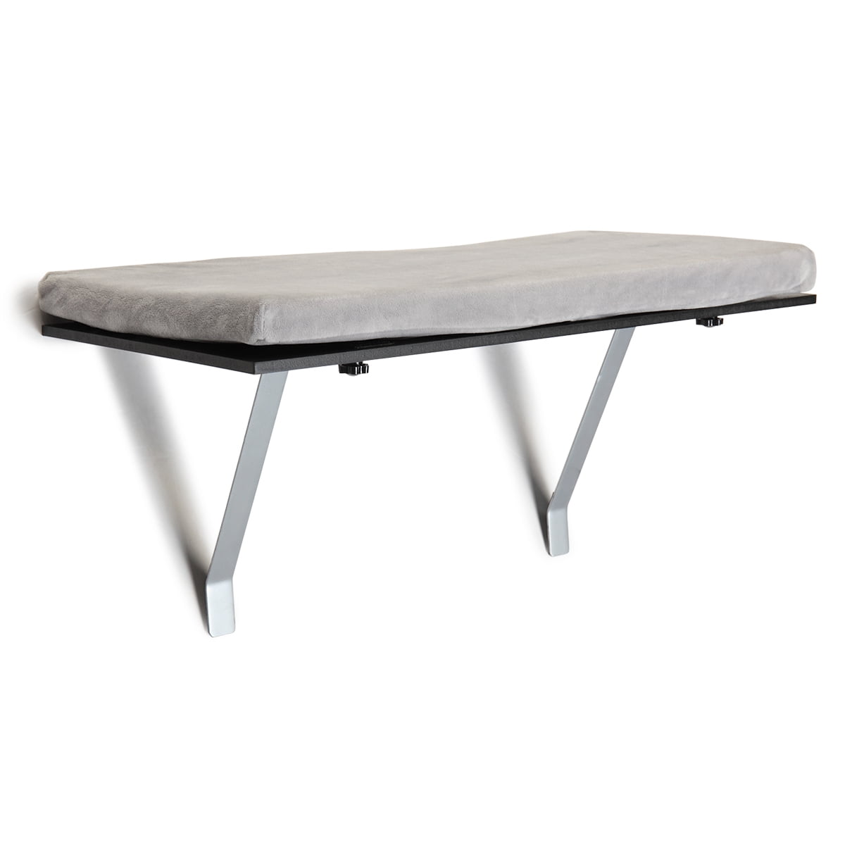 Gray Velvet Cushion Cat Perch Window Mounted Shelf