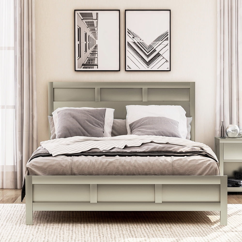 Lowestbest Classic Queen Platform Beds, Bed Frame for Bedroom, Guest Room, Platinum Silver Lowestbest Classic Queen Platform Beds, Bed Frame for Bedroom, Guest Room, Platinum Silver