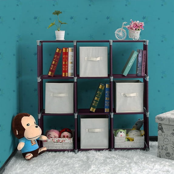 Lowestbest Cube Storage Organizer, Book Shelf 9 Cube Storage Unit for Clothes, Plastic Cube Storage Shelves for Bedroom Living Room Office, Dark Brown