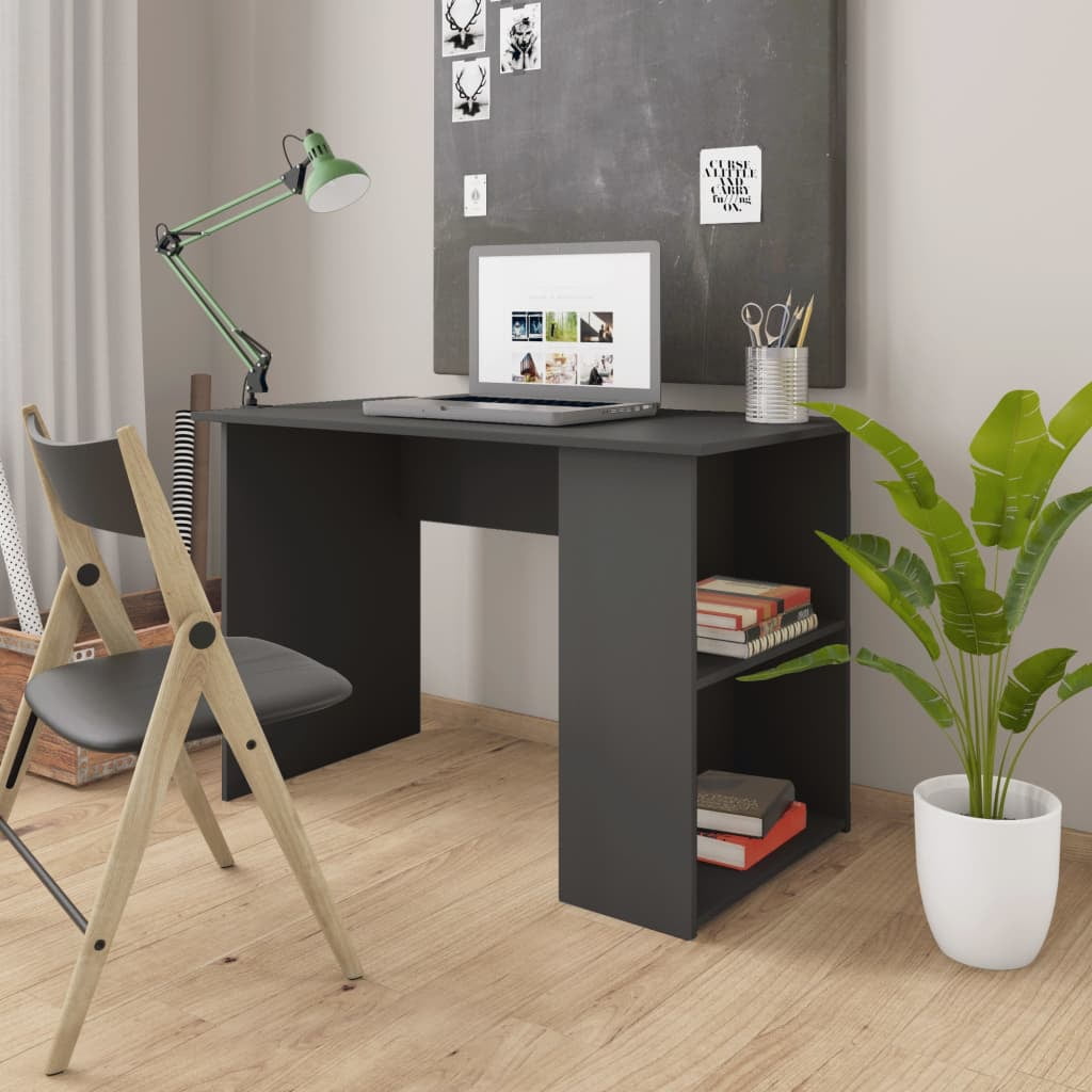 Lowestbest Dark Gray Computer Desk, Small Study Writing Desk with Two Storage Shelves Lowestbest Dark Gray Computer Desk, Small Study Writing Desk with Two Storage Shelves