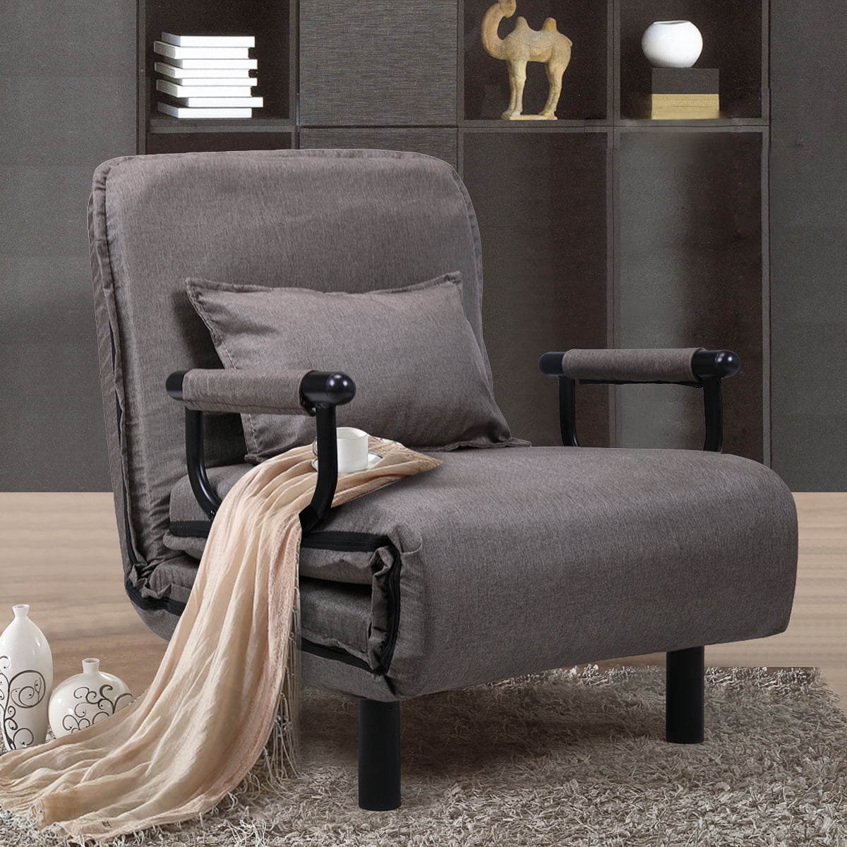 Lowestbest Folding Lazy Sofa Chair, Recliner Chair, Sofa Bed, Floor Chair, Adjustable Sofa Couch Beds, Lounge Chair, Brown Lowestbest Folding Lazy Sofa Chair, Recliner Chair, Sofa Bed, Floor Chair, Adjustable Sofa Couch Beds, Lounge Chair, Brown