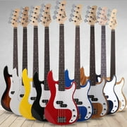 Lowestbest Fretless Electric Bass Guitar, Full Size 4 String for Experienced Bass Players, Bass Guitar Kit with Cord Wrench Tool, Sunset Color