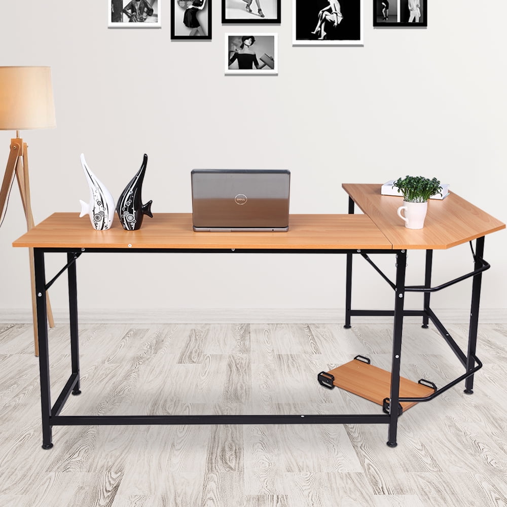 Lowestbest L-Shaped Computer Desk, 90 Degree Right Angle Desk, L-Shaped Desk Corner Table Computer Desk PC Laptop Study Writing Table Workstation for Home Office, Wood Color Lowestbest L-Shaped Computer Desk, 90 Degree Right Angle Desk, L-Shaped Desk Corner Table Computer Desk PC Laptop Study Writing Table Workstation for Home Office, Wood Color