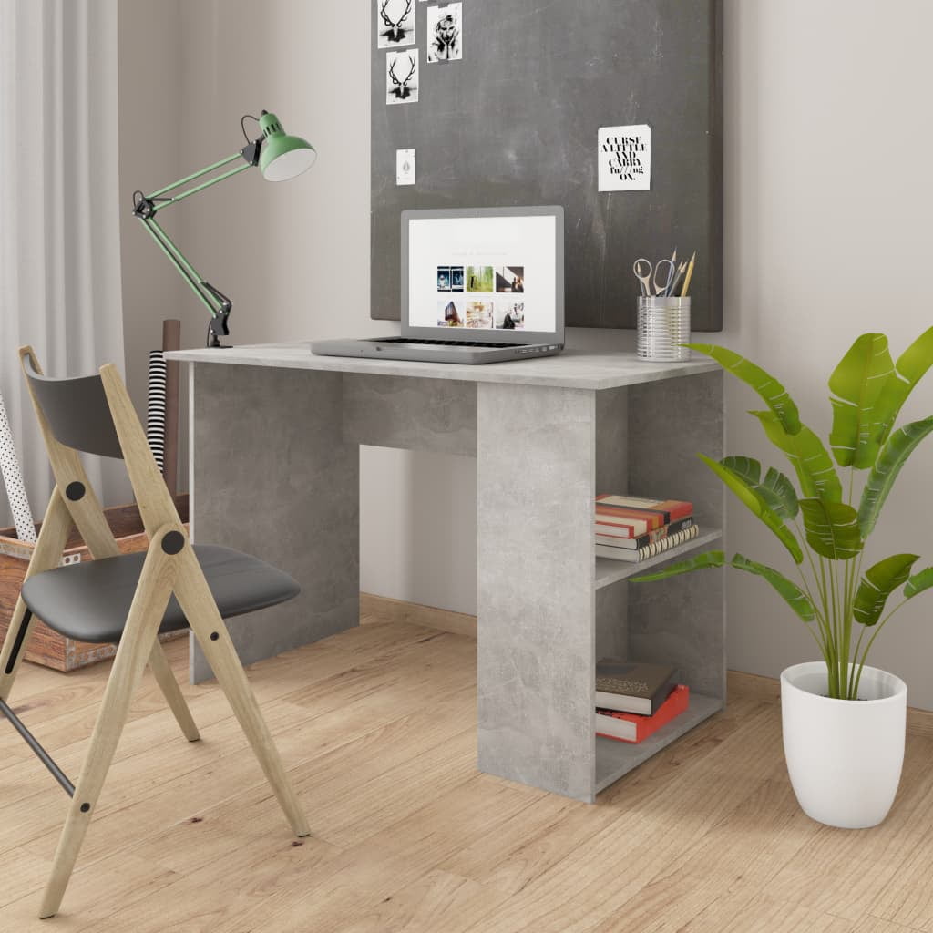 Lowestbest Light Gray Computer Desk, Small Study Writing Desk with Two Storage Shelves Lowestbest Light Gray Computer Desk, Small Study Writing Desk with Two Storage Shelves