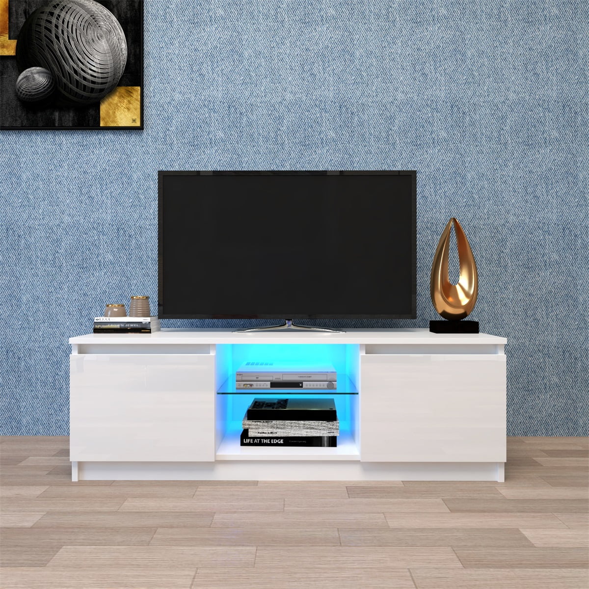 Lowestbest Modern TV Stand for TVs up to 65", LED Entertainment Center w/12 Colors, Remote Control Lights Lowestbest Modern TV Stand for TVs up to 65", LED Entertainment Center w/12 Colors, Remote Control Lights