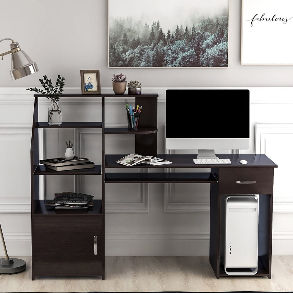Lowestbest Multi-Functions Computer Desks, Home Office Desk Table with Cabinet, Espresso Lowestbest Multi-Functions Computer Desks, Home Office Desk Table with Cabinet, Espresso