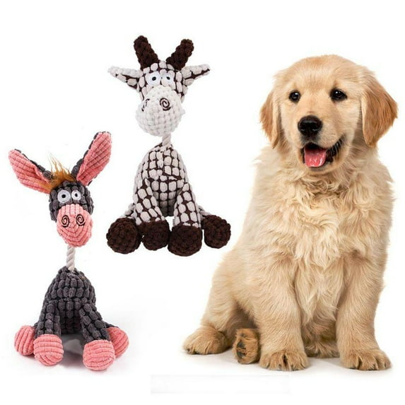 Lowestbest Puppy Chew Toys, Squeaky Toys for Puppies, Toy Dog Chew Toy for Teething Chewing and Playtime, No Stuffing Plush Animal Dog Toy for Small Medium Large Dog Pets, Khaki