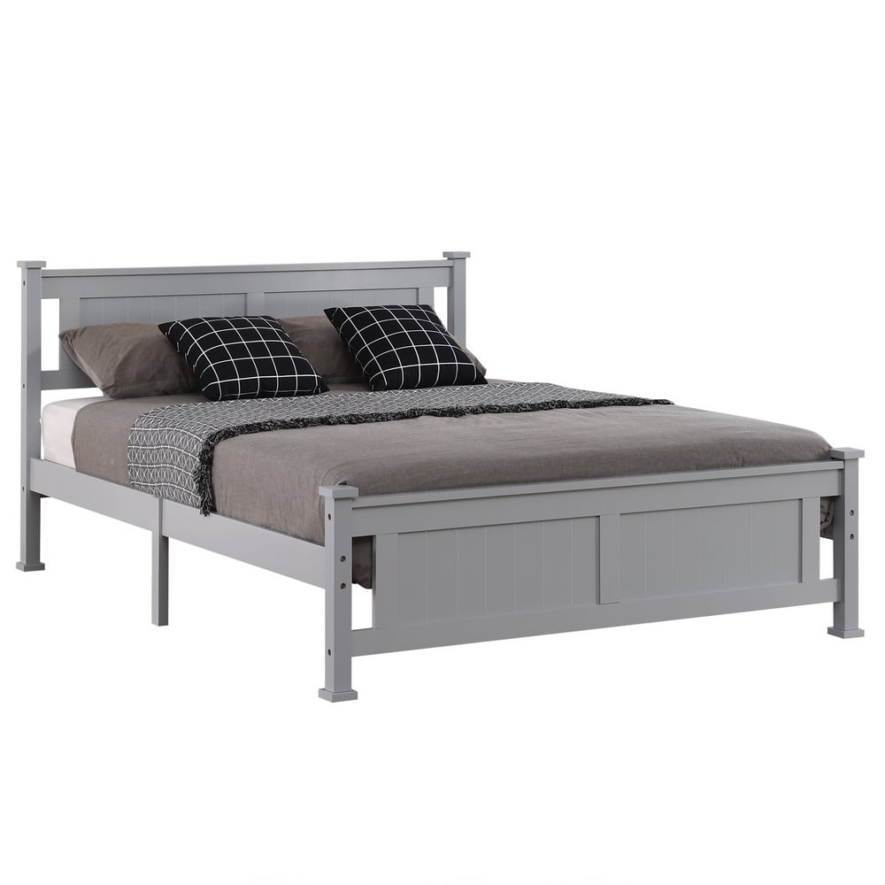 Lowestbest Queen Size Platform Bed Frame with Headboard, No Box Spring Needed, Gray Lowestbest Queen Size Platform Bed Frame with Headboard, No Box Spring Needed, Gray