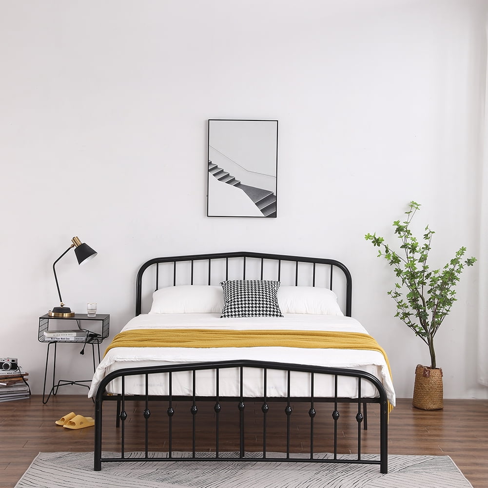 Lowestbest Single-Layer Curved Frame Bed Head and Foot Center Raised Vertical Pipe with Ball Decoration, Full Iron Bed (Black) Lowestbest Single-Layer Curved Frame Bed Head and Foot Center Raised Vertical Pipe with Ball Decoration, Full Iron Bed (Black)