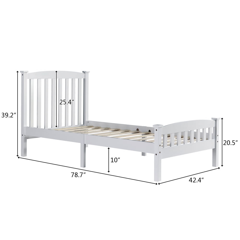 Lowestbest Vertical Twin Bed, Bed Frame Twin Size with Headboard and Footboard, White Lowestbest Vertical Twin Bed, Bed Frame Twin Size with Headboard and Footboard, White