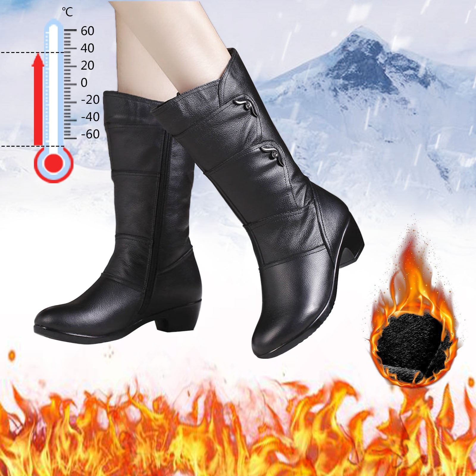 Lowheel Toe Round Style Side Zipper Shoes Retro Women's Boots Short