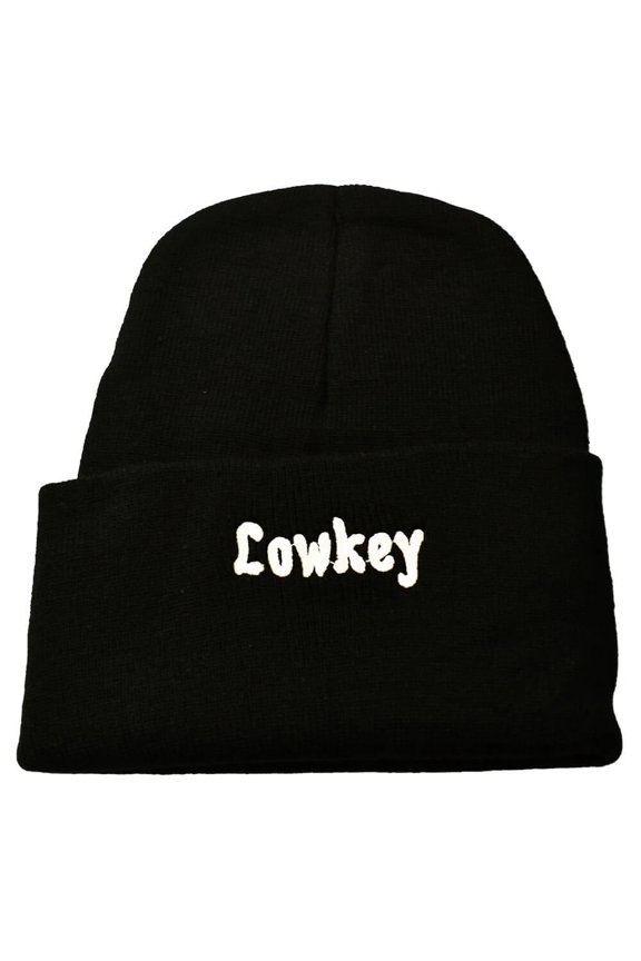 Lowkey Embroidered Beanie, Black, 1 Count