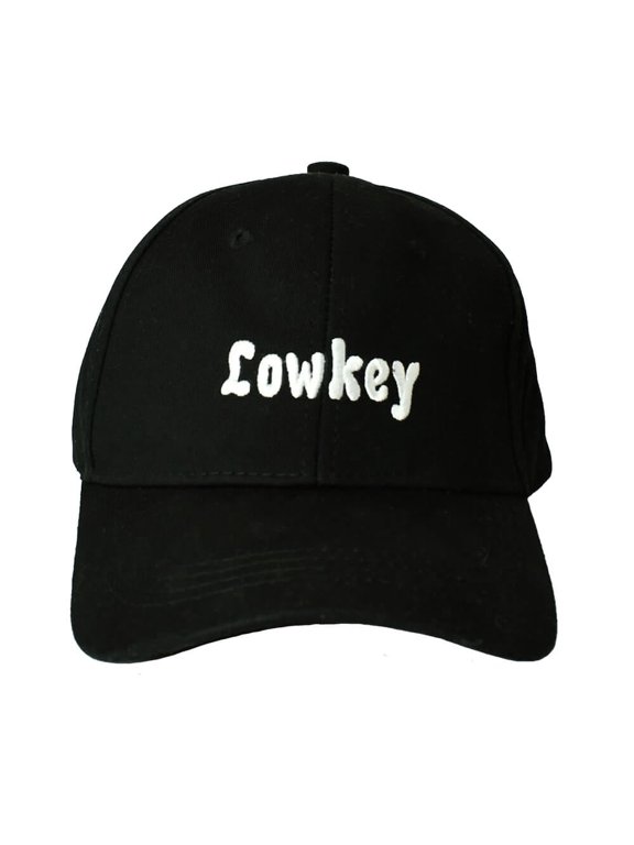 Lowkey Black Embroidered Baseball Cap