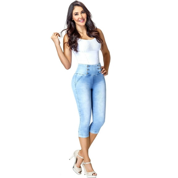 Lowla 239257 High Waisted Butt Lifting Colombian Women Capri Jeans Colombianos Levanta Cola Blue 4