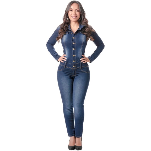 Lowla EN268217 Denim Colombian Jumpsuit Romper for Women Enterizos Colombianos Blue 8