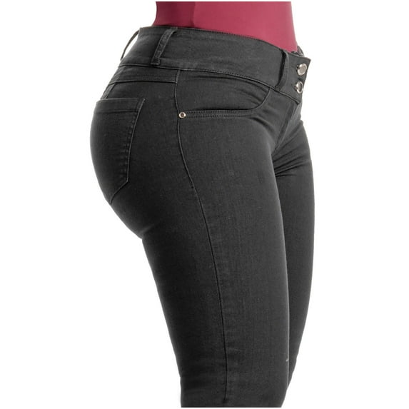 Lowla JE217988 Women High Waisted Butt Lifting Skinny Jeans Colombianos Levanta Cola with Removable Butt Pads Black 6
