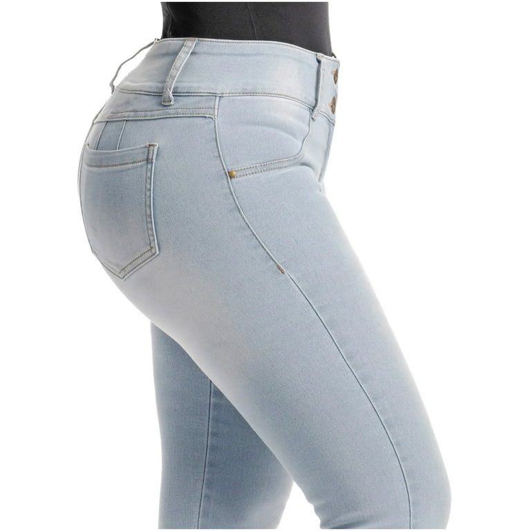 Lowla JE217988 Women High Waisted Butt Lifting Skinny Jeans Colombianos  Levanta Cola with Removable Butt Pads Ice Blue 8 