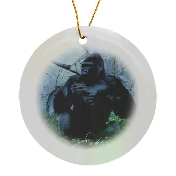 3drose, Lowland Gorila, Gorilla Gorilla.central West African Rainforest, Circle Porcelain Ornament