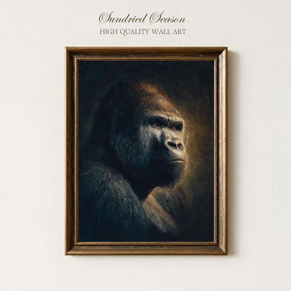 Lowland Gorilla Portrait Powerful Wildlife Moody Jungle Animal Decor
