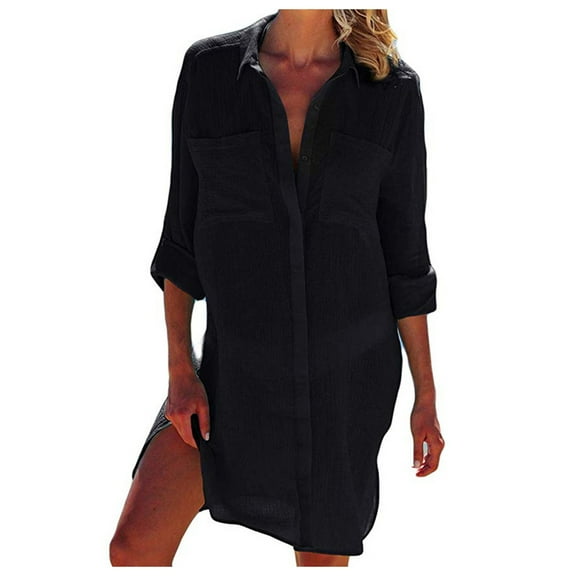 Lowprofile Women's Long Sleeve Chiffon Cardigan Blouse Top Swimwear Cover-Up, Size L