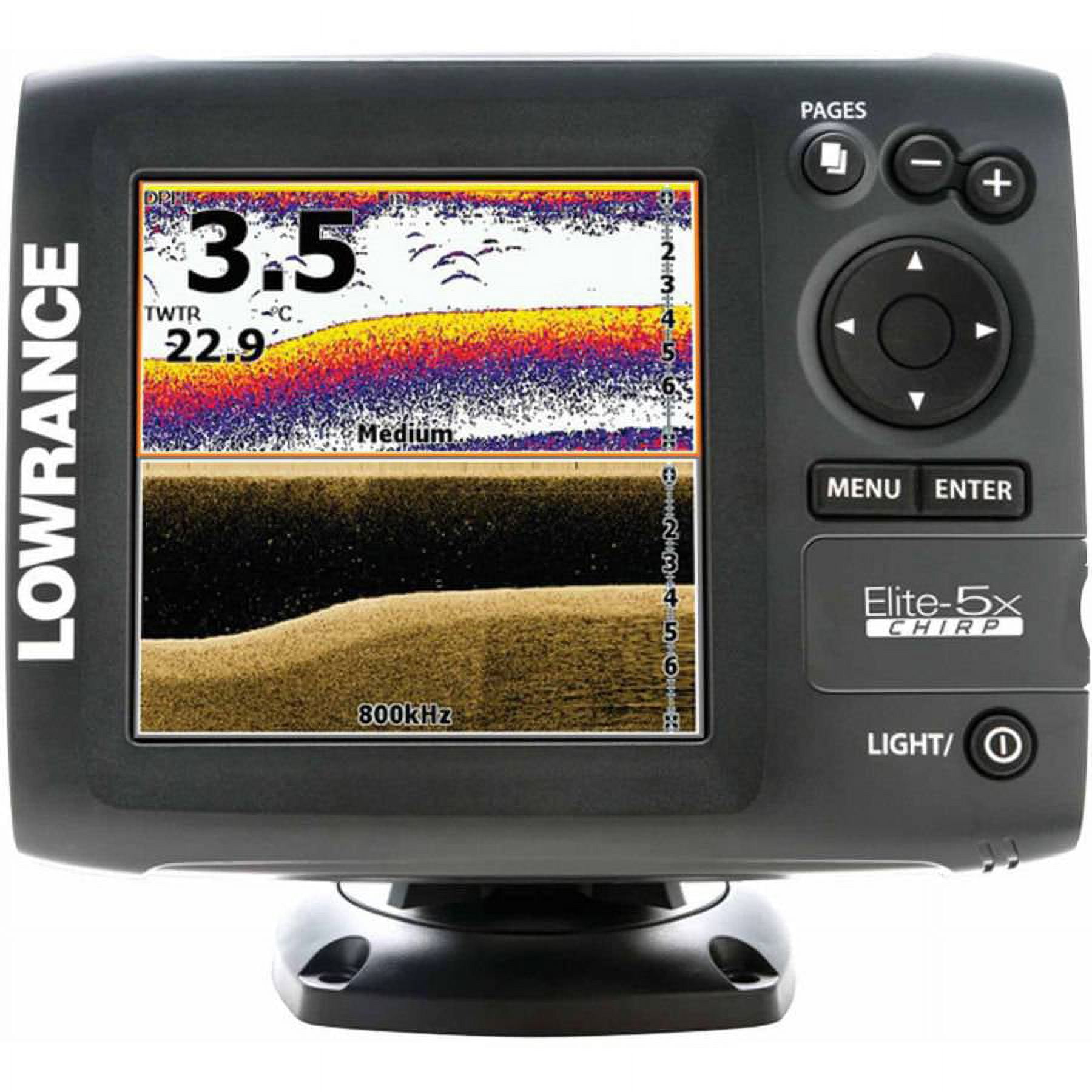 Lowrance 000-11657-001 Elite-5x CHIRP Fishfinder with 83/200 + 455/800  Transducer 