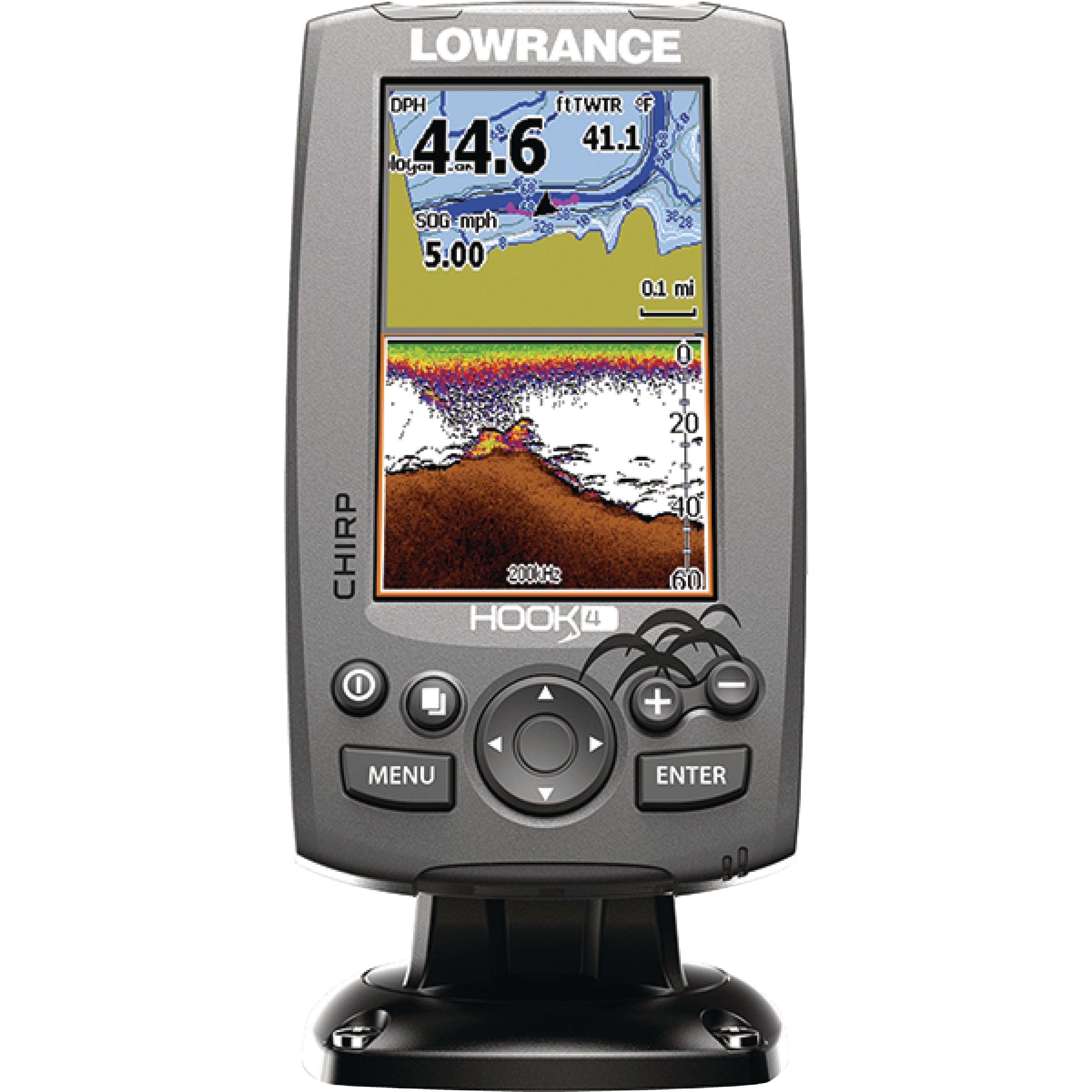 Lowrance HOOK-4X DSI CHIRP Fishfinder & Chartplotter with GPS, CHIRP Sonar,  DownScan Imaging & 4 Display 000-12647-001 
