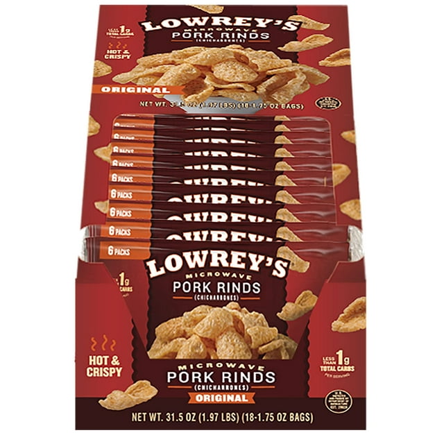 Lowrey's Bacon Curls Microwave CI30 Pork Rinds (Chicharrones), Original