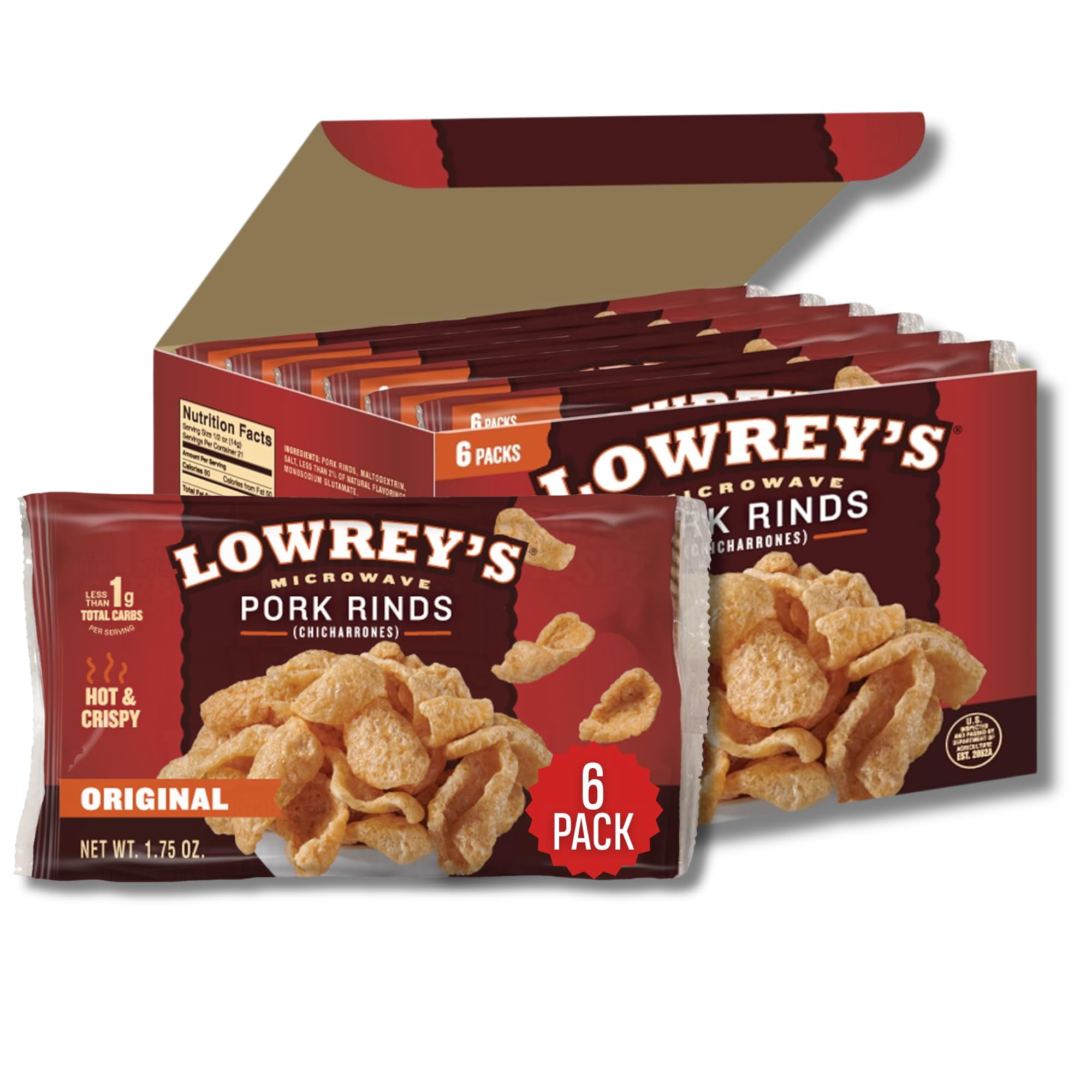 Pork Rinds Mircowave Lowrey's, Pork Rinds, Microwave Bacon Curls, Original, 1.75 oz ...
