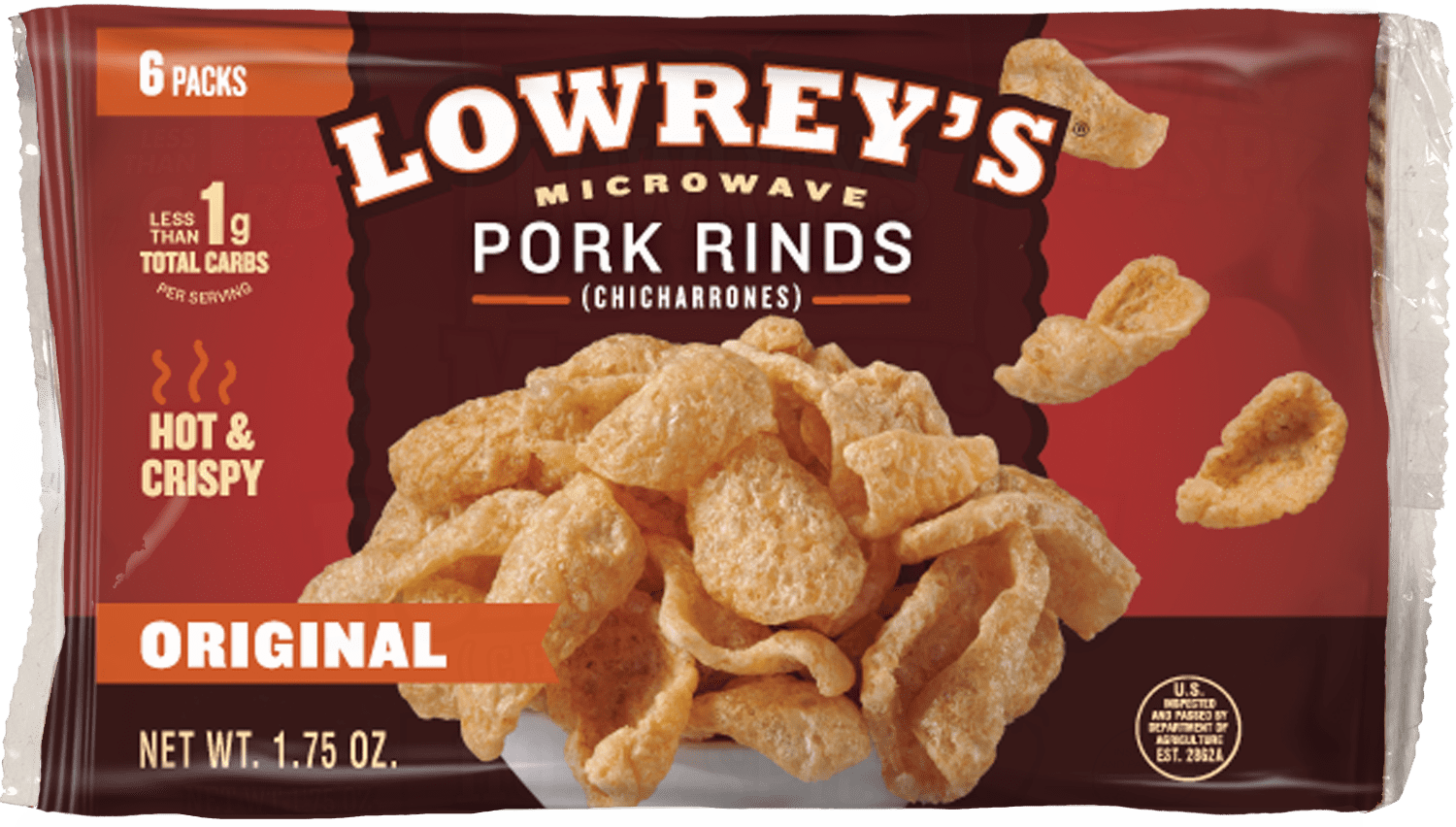 Lowrey's Microwave Popcorn Pork Rinds, Original, 1.75oz Plastic Pouch