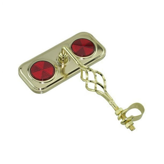 Lowrider Classic Cage Rectangle Bike Mirror w/Gold Mount, RedReflectors