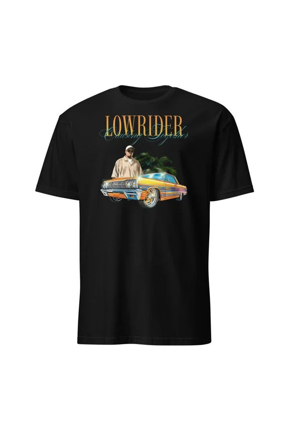 Lowrider Cruise Cool Dude Hot Wheels Palm Trees Graphic Short Sleeve Unisex T-Shirt, up to Size 5XL