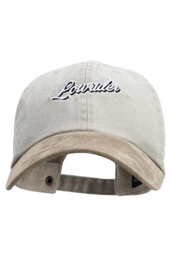 Lowrider Embroidered Suede Bill Washed Pigment Dyed Cap - Beige Tan OSFM